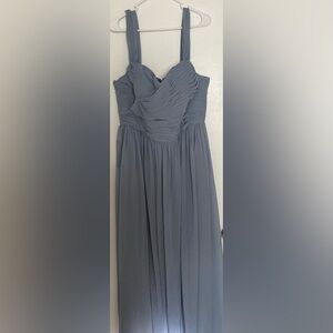 NWT Azazie Zapheira Dusty Blue A-Line Ruched Chiffon Dress Size A18